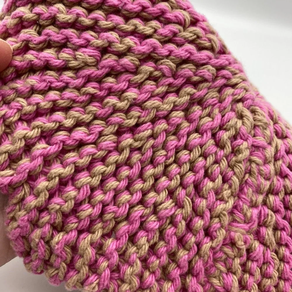 Hand Crochet pot holders trivets pink white thick Kitsch vintage kitchen